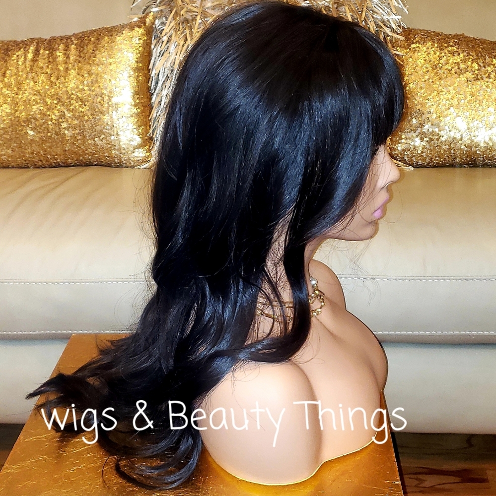 Women's Wigs Silk Body Wave Curly Black Hair